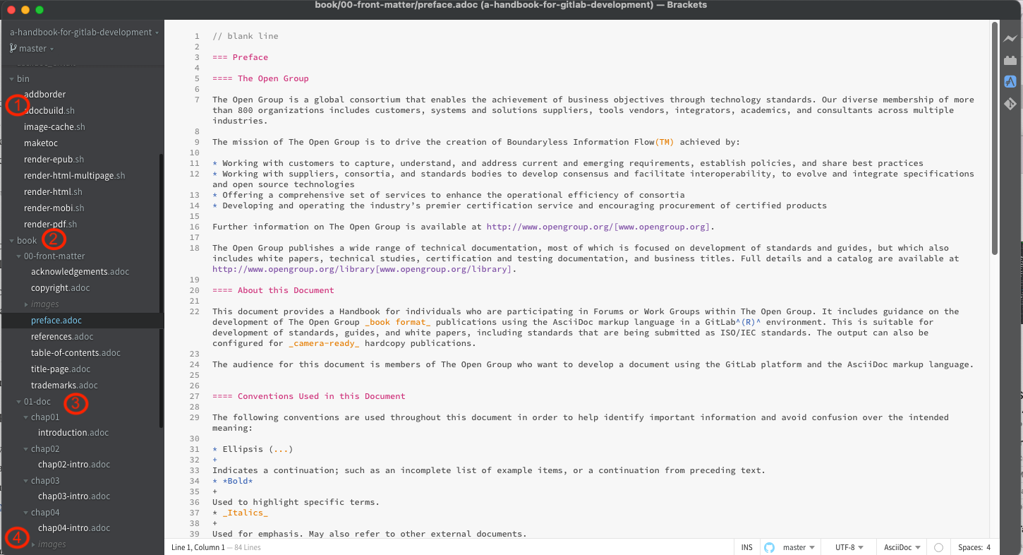 Typical File Tree shown in the Brackets Editor