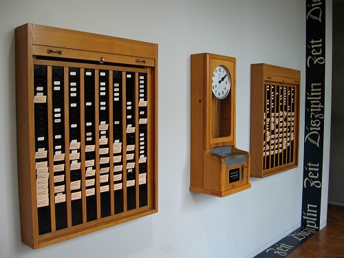 punch clock and cards